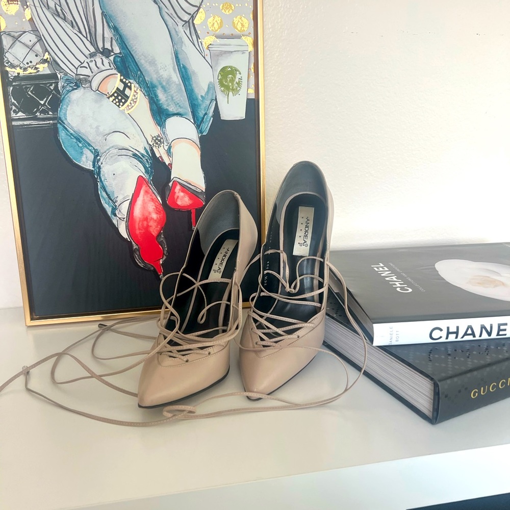 Andrea Strap Wrapped Heels - Bone Color